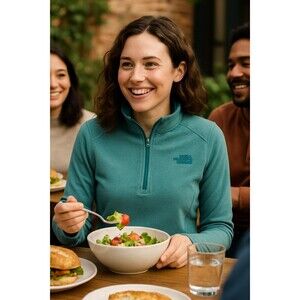 The North Face Turquoise Blue TKA Glacier Quarter Zip Fleece Pullover Size Large